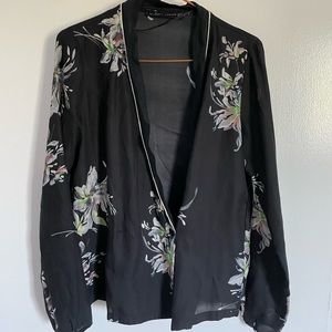 Zara Asian Style Blouse Black XS